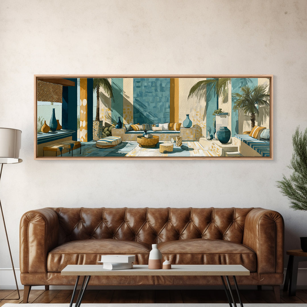 Coastal Lemons and Striped Cloth Arrangement Canvas Print, Italian Villa Art, Landscape Art, Living Room Decor, Fine Art, Villa, IVA-3x1-16