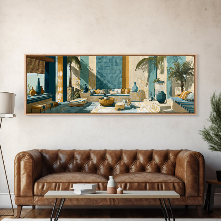 Coastal Lemons and Striped Cloth Arrangement Canvas Print, Italian Villa Art, Landscape Art, Living Room Decor, Fine Art, Villa, IVA-3x1-16