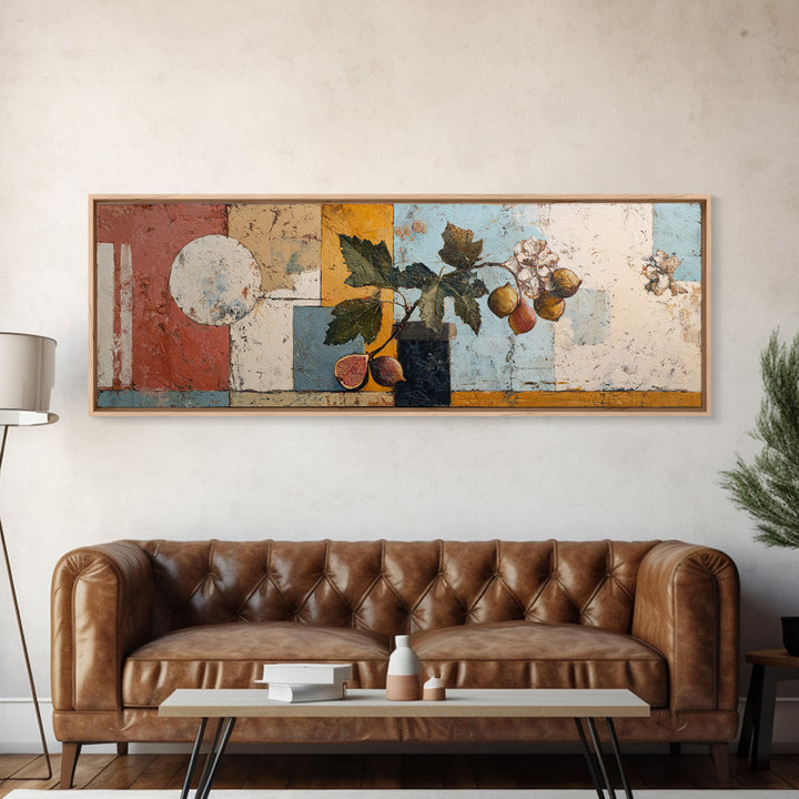 Figs and Cheese on Rustic Wooden Board Canvas Print, Italian Villa Art, Framed Wall Art, Living Room Decor, Abstract Art, Villa, IVA-3x1-25