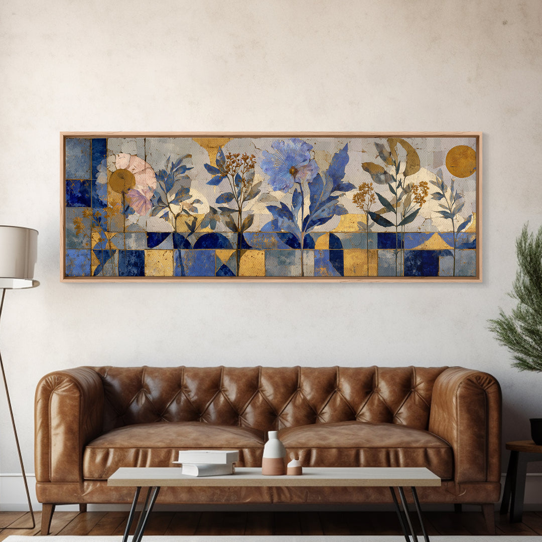 Italian Tile Pattern Canvas Print, Italian Villa Art, Original Painting, Living Room Decor, Fine Art, Villa, Landscape Painting, IVA-3x1-33
