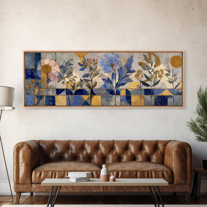 Italian Tile Pattern Canvas Print, Italian Villa Art, Original Painting, Living Room Decor, Fine Art, Villa, Landscape Painting, IVA-3x1-33