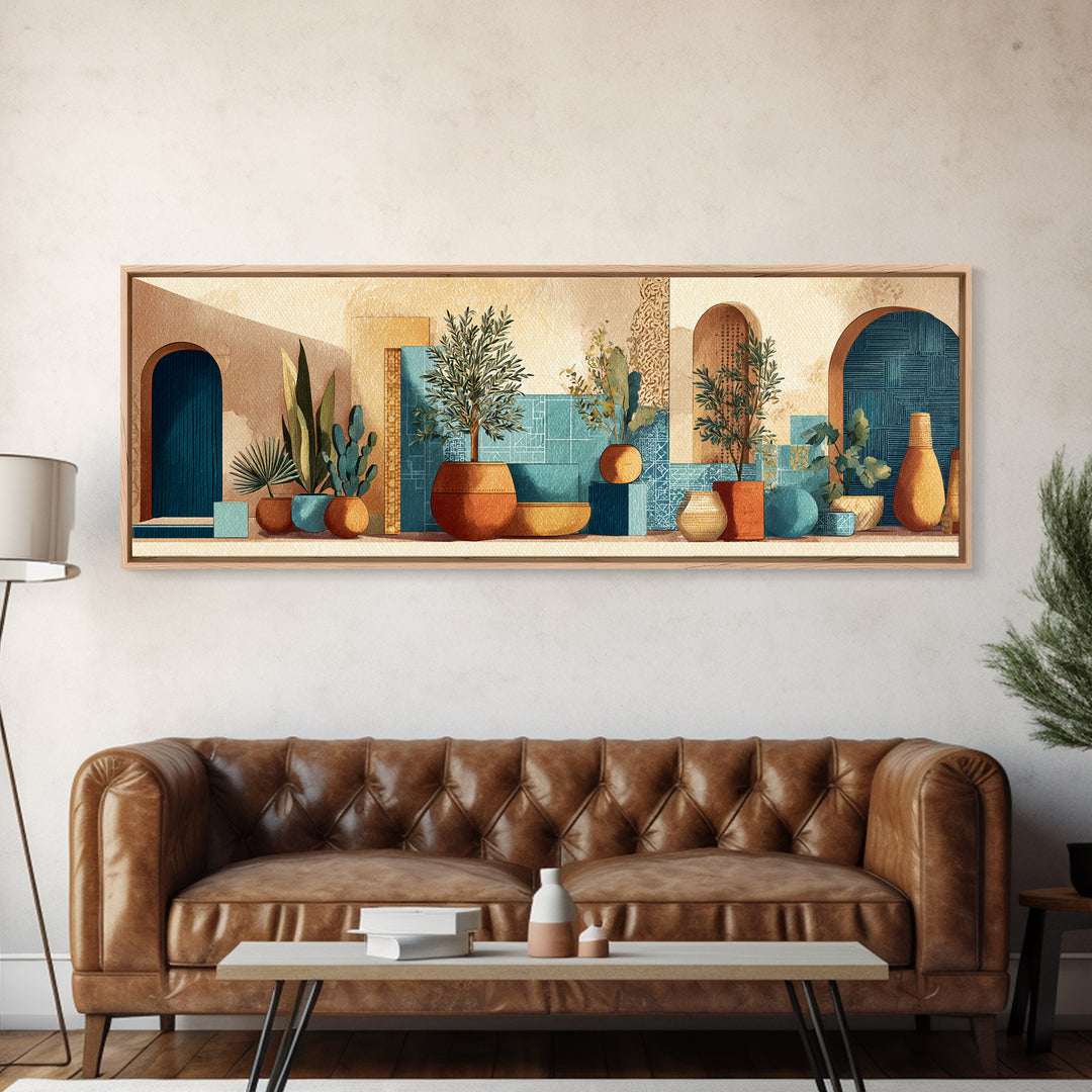 Terra Cotta Pot Canvas Print, Italian Villa Art, Minimalist Decor, Living Room Decor, Fine Art, Villa, Bedroom Wall Art, IVA-3x1-38