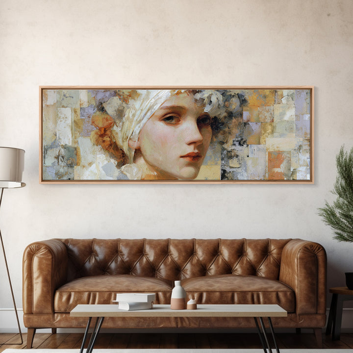 Renaissance Inspired Portrait with Modern Softness Canvas Print, Italian Villa Art, Oil Painting, Living Room Decor, Villa, IVA-3x1-58