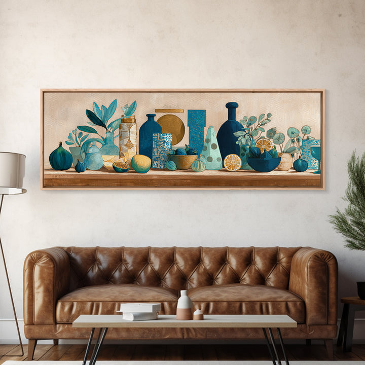 Figs and Cheese on Rustic Wooden Board Framed Canvas Print, Italian Villa Art, Bedroom Wall Decor, Living Room Decor, Villa, IVA-3x1-73