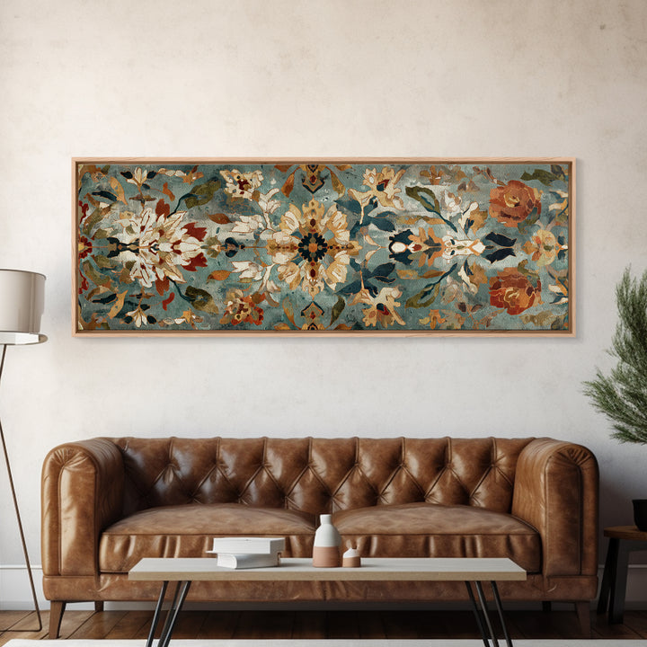 Florentine Floral Ornament Pattern Canvas Print, Italian Villa Art, Coastal Wall Art, Living Room Decor, Oil Painting, Villa, IVA-3x1-98