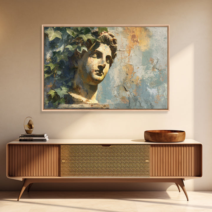 Classic Roman Statue Bust Canvas Print, Italian Villa Art, Art Print, Living Room Decor, Watercolor Art, Villa, Printable Art, IVA-3x2-16