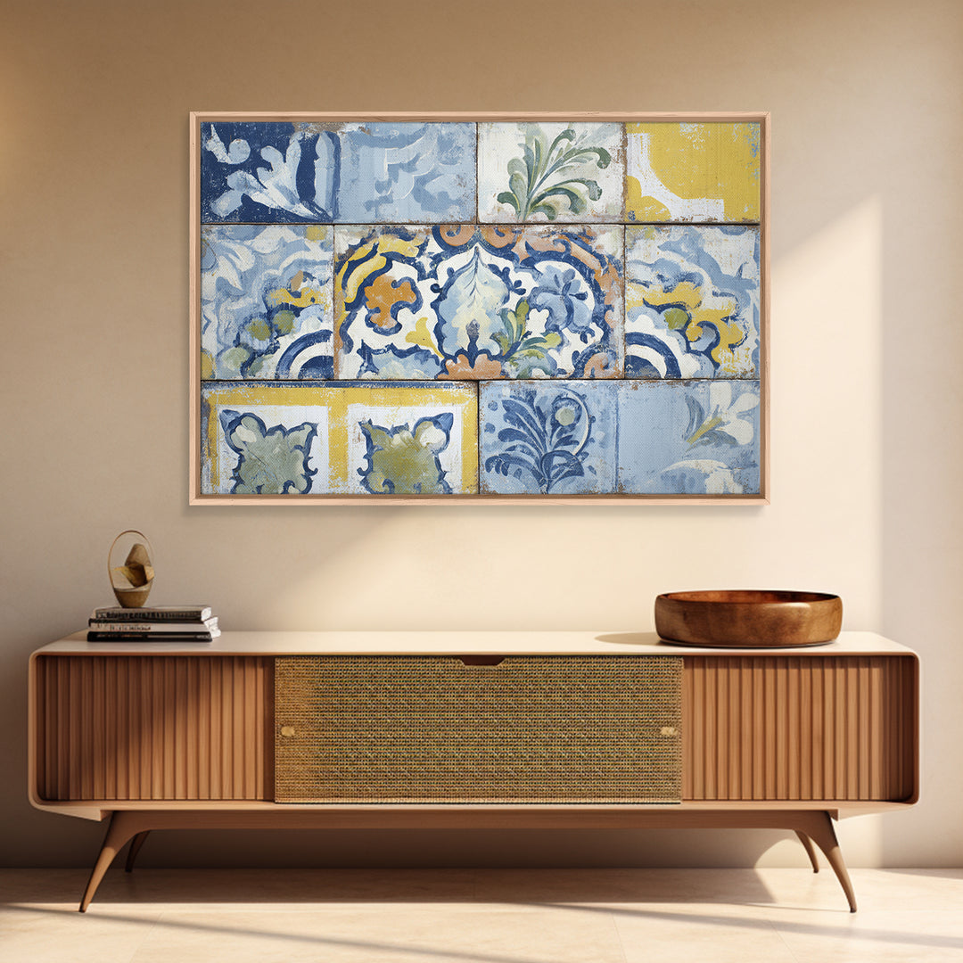 Italian Tile Pattern Canvas Print, Italian Villa Art, Original Painting, Living Room Decor, Fine Art, Villa, Landscape Painting, IVA-3x2-21