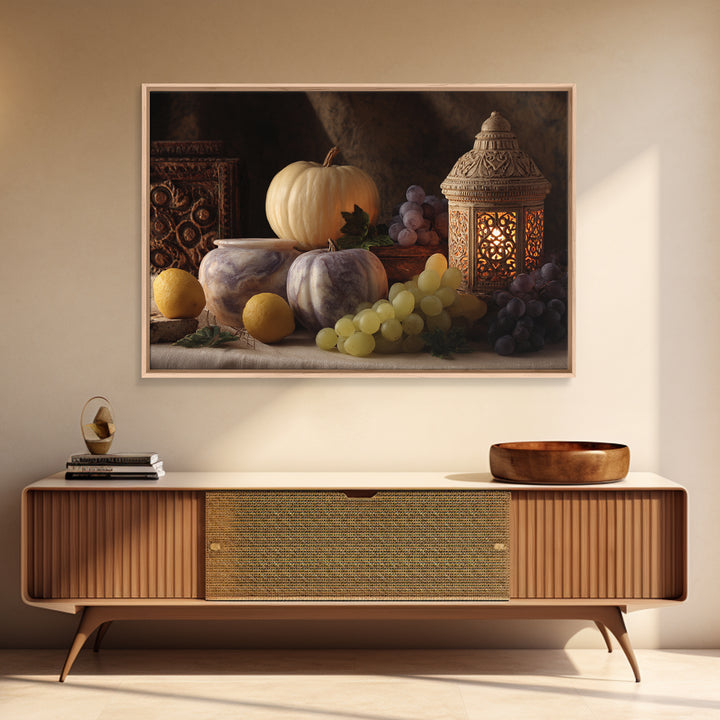 Marble Fruit Still Life Framed Canvas Print, Italian Villa Art, Textured Painting, Living Room Decor, Fine Art, Villa, IVA-3x2-27