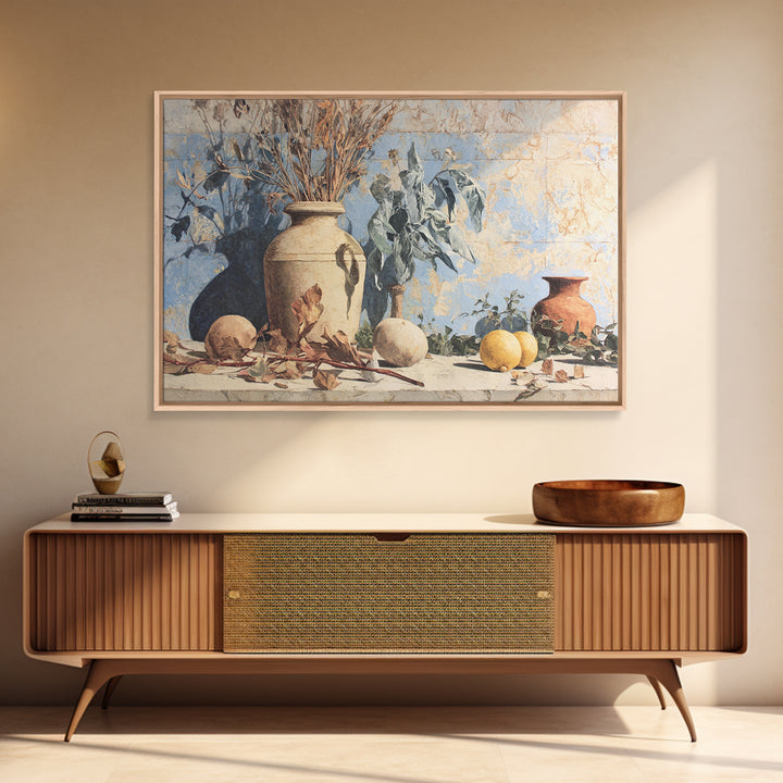 Marble Fruit Still Life Canvas Print, Italian Villa Art, Statement Artwork, Living Room Decor, Fine Art, Villa, Oil Painting, IVA-3x2-3
