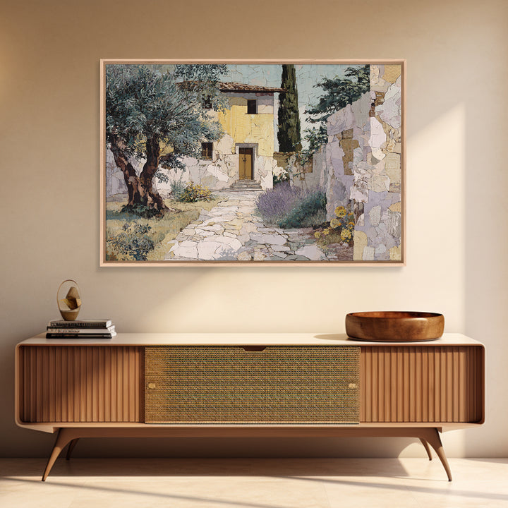 Olive Grove Path Framed Canvas Print, Italian Villa Art, Oil Painting, Living Room Decor, Fine Art, Villa, Farmhouse Wall Art, IVA-3x2-31