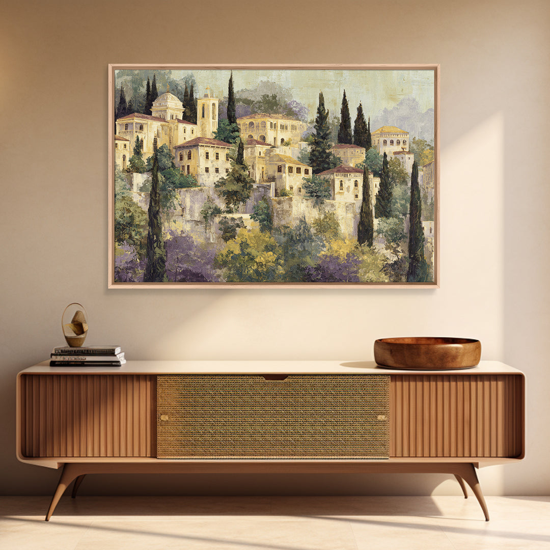 Tuscan Hillside with Cypress Trees and Golden Canvas Print, Italian Villa Art, Living Room Wall Art, Living Room Decor, Villa, IVA-3x2-53