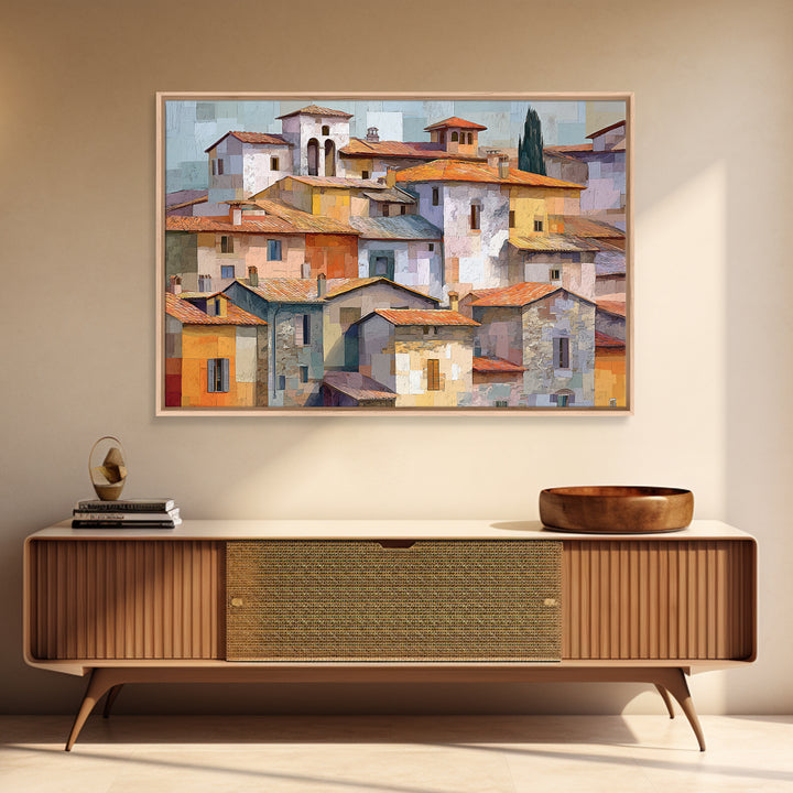 Terracotta Rooftops Against Pale Sky Canvas Print, Italian Villa Art, Living Room Wall Art, Living Room Decor, Fine Art, Villa, IVA-3x2-56
