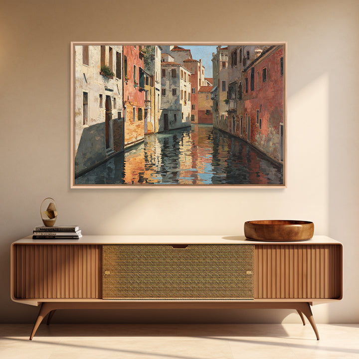 Venetian Canal Reflection Without City Crowd Canvas Print, Italian Villa Art, Coastal Decor, Living Room Decor, Fine Art, Villa, IVA-3x2-72