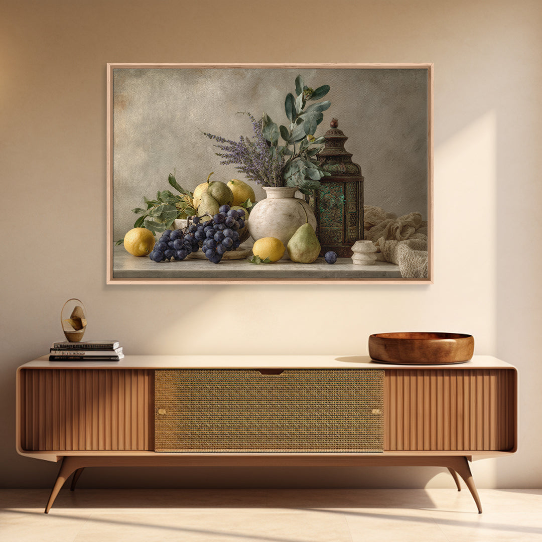 Marble Fruit Still Life Framed Canvas Print, Italian Villa Art, Digital Download Art, Living Room Decor, Fine Art, Villa, IVA-3x2-99