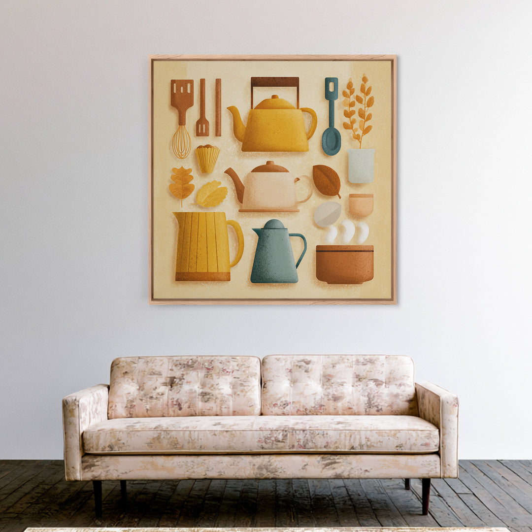 Kitchen Utensil Silhouettes Framed Canvas Print, Kitchen Art, Kitchen Print, Kitchen Decor, Fine Art, Kitchen, Art Print, KIT-1x1-21