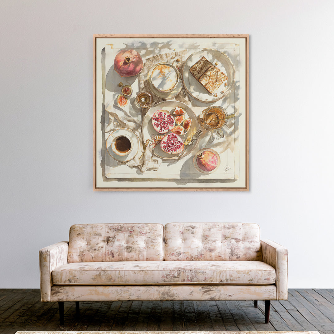 Figs Pomegranates and Linen Composition Canvas Print, Kitchen Art, Kitchen Wall Decor, Kitchen Decor, Fine Art, Kitchen, KIT-1x1-22