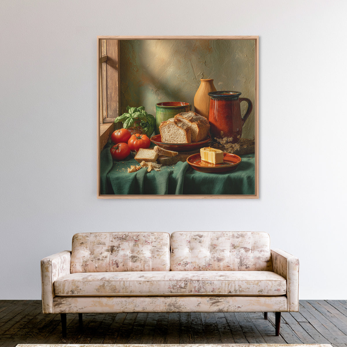 Fresh Bread with Butter and Honey Framed Canvas Print, Kitchen Art, Kitchen Prints, Kitchen Decor, Abstract Art, Kitchen, KIT-1x1-42