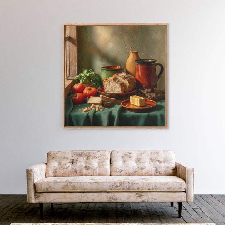Fresh Bread with Butter and Honey Framed Canvas Print, Kitchen Art, Kitchen Prints, Kitchen Decor, Abstract Art, Kitchen, KIT-1x1-42
