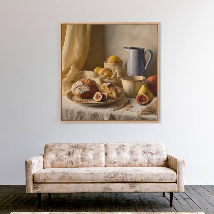 Figs Pomegranates and Linen Composition Framed Canvas Print, Kitchen Art, Poster Art, Kitchen Decor, Fine Art, Kitchen, KIT-1x1-46