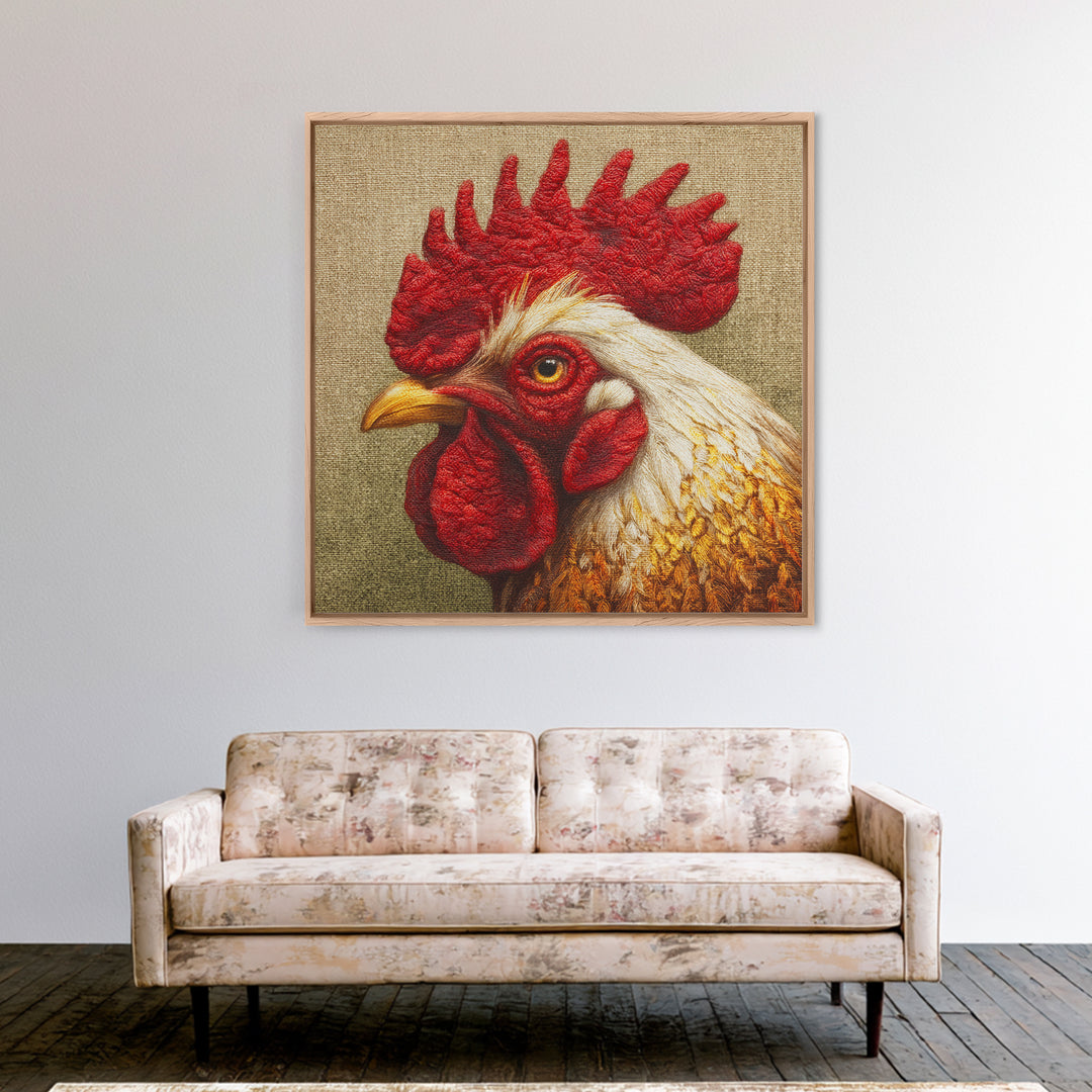 Rooster Portrait for Country Kitchen Charm Framed Canvas Print, Kitchen Art, Kitchen Wall Decor, Kitchen Decor, Kitchen, KIT-1x1-64