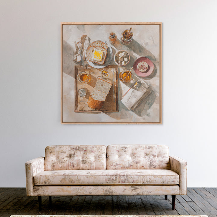 Fresh Bread with Butter and Honey Framed Canvas Print, Kitchen Art, Kitchen Prints, Kitchen Decor, Abstract Art, Kitchen, KIT-1x1-66