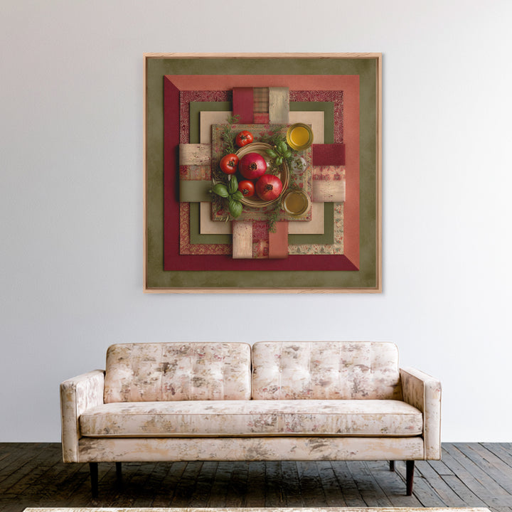 Figs Pomegranates and Linen Composition Framed Canvas Print, Kitchen Art, Poster Art, Kitchen Decor, Fine Art, Kitchen, KIT-1x1-70