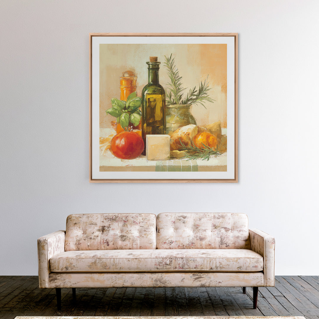 Olive Oil Bottle and Rosemary Branch Canvas Print, Kitchen Art, Room Decor, Kitchen Decor, Fine Art, Kitchen, Digital Art, KIT-1x1-77