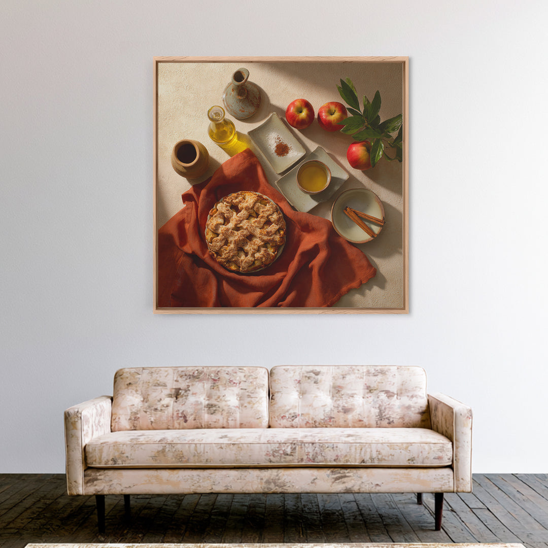 Apple Pie Cooling Framed Canvas Print, Kitchen Art, Digital Art, Kitchen Decor, Fine Art, Kitchen, Minimalist Wall Art, KIT-1x1-8
