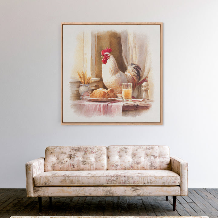 Rooster Portrait for Country Kitchen Charm Framed Canvas Print, Kitchen Art, Textured Painting, Kitchen Decor, Kitchen, KIT-1x1-88