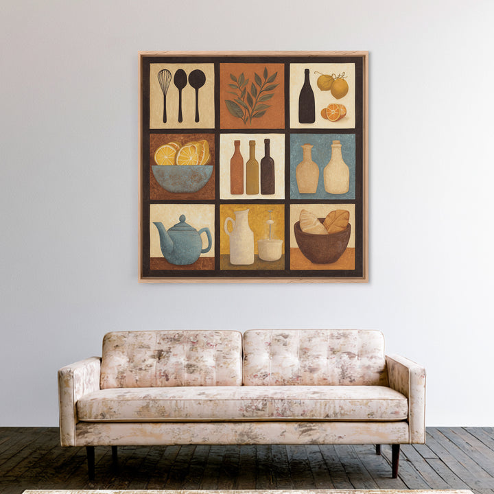 Kitchen Utensil Silhouettes Framed Canvas Print, Kitchen Art, Luxury Decor, Kitchen Decor, Abstract Art, Kitchen, Art Prints, KIT-1x1-93