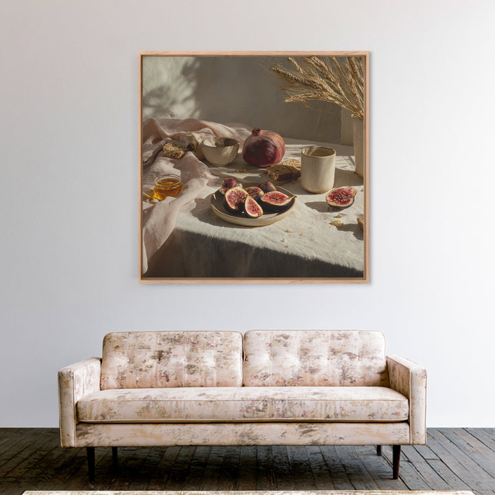 Figs Pomegranates and Linen Composition Canvas Print, Kitchen Art, Kitchen Art Print, Kitchen Decor, Abstract Art, Kitchen, KIT-1x1-94