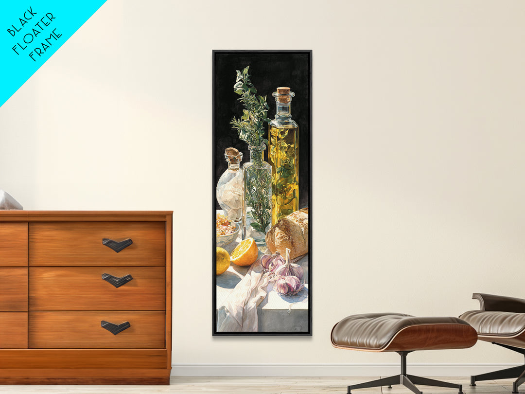 Olive Oil Bottle and Rosemary Branch Canvas Print, Kitchen Art, Room Decor, Kitchen Decor, Fine Art, Kitchen, Digital Art, KIT-1x3-17