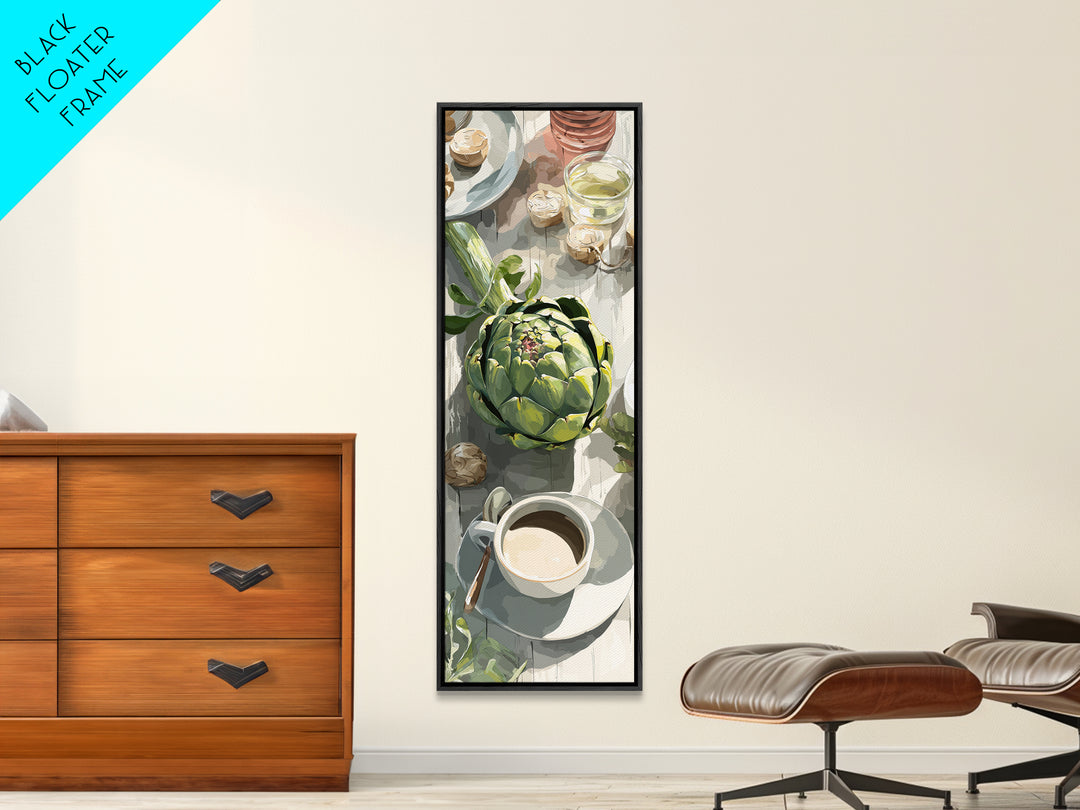 Artichoke Closeup in Painterly Green Tones Canvas Print, Kitchen Art, Textured Painting, Kitchen Decor, Fine Art, Kitchen, KIT-1x3-32