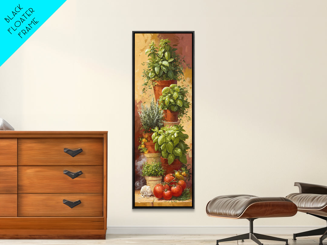 Fresh Herbs in Terracotta Pots Canvas Print, Kitchen Art, Statement Artwork, Kitchen Decor, Fine Art, Kitchen, Wall Decor, KIT-1x3-37