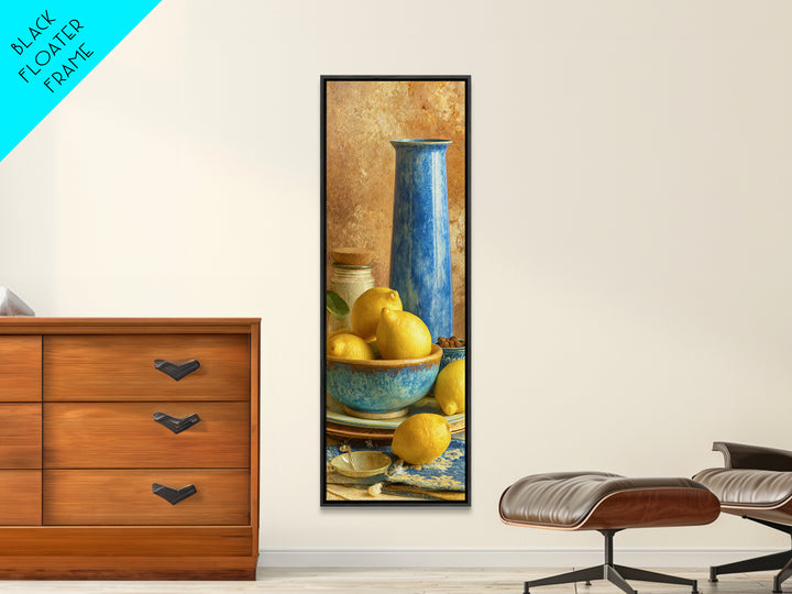 Lemons and Blue Ceramic Bowl Still Life Canvas Print, Kitchen Art, Kitchen Print, Kitchen Decor, Fine Art, Kitchen, Art Print, KIT-1x3-38