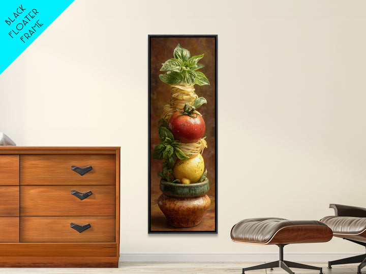 Pasta Lemons and Basil Mediterranean Still Life Canvas Print, Kitchen Art, Coffee Wall Art, Kitchen Decor, Fine Art, Kitchen, KIT-1x3-5