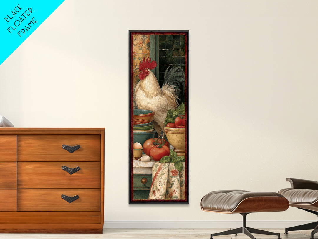 Rooster Portrait for Country Kitchen Charm Framed Canvas Print, Kitchen Art, Home Decor, Kitchen Decor, Oil Painting, Kitchen, KIT-1x3-52