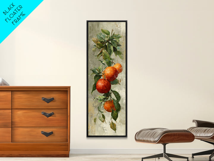 Orange Citrus Botanical Branch Framed Canvas Print, Kitchen Art, Minimalist Wall Art, Kitchen Decor, Fine Art, Kitchen, KIT-1x3-71