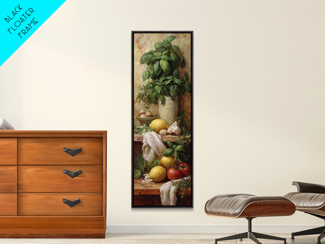 Pasta Lemons and Basil Mediterranean Still Life Canvas Print, Kitchen Art, Art Print, Kitchen Decor, Fine Art, Kitchen, KIT-1x3-77