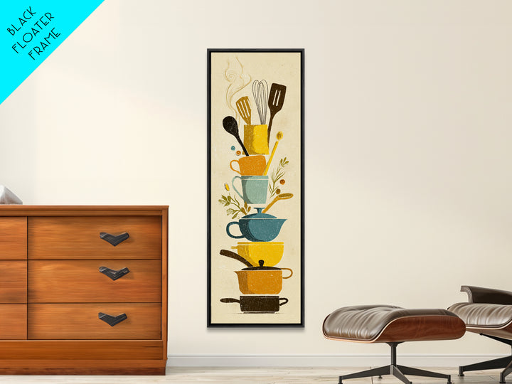 Kitchen Utensil Silhouettes Canvas Print, Kitchen Art, Neutral Decor, Kitchen Decor, Abstract Art, Kitchen, Wall Art, KIT-1x3-9