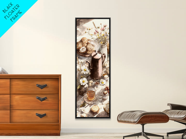 Tea Kettle with Steam and Wildflowers Canvas Print, Kitchen Art, Statement Artwork, Kitchen Decor, Fine Art, Kitchen, KIT-1x3-98