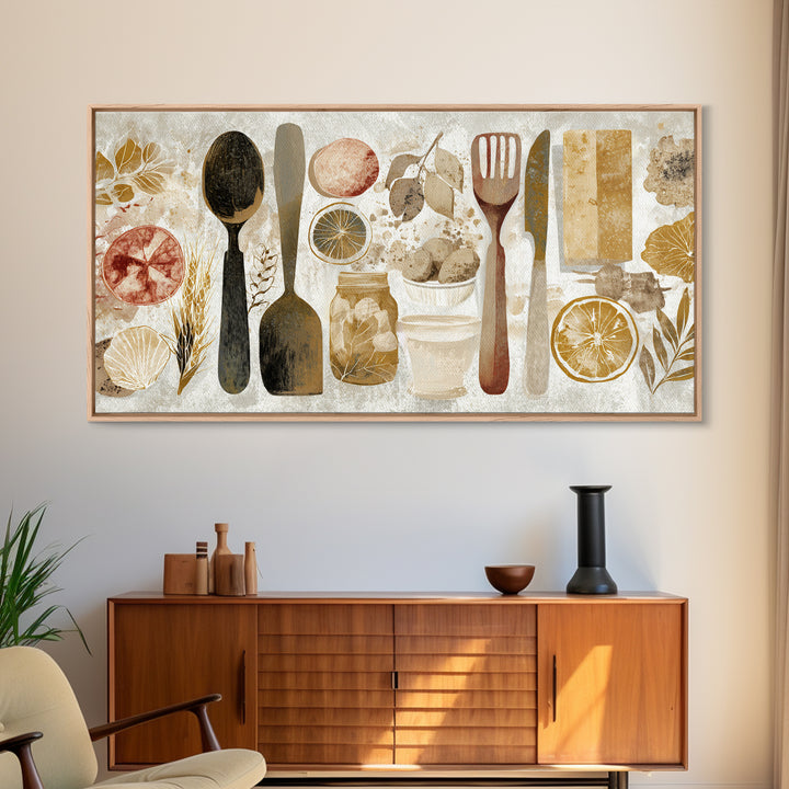 Kitchen Utensil Silhouettes Canvas Print, Kitchen Art, Contemporary Art, Kitchen Decor, Abstract Art, Kitchen, Kitchen Wall Art, KIT-2x1-41