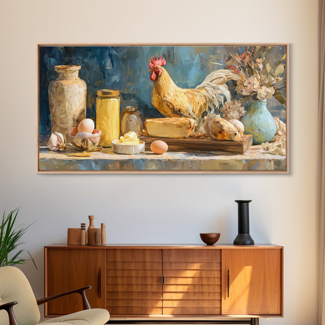 Rooster Portrait for Country Kitchen Charm Framed Canvas Print, Kitchen Art, Kitchen Wall Decor, Kitchen Decor, Kitchen, KIT-2x1-84