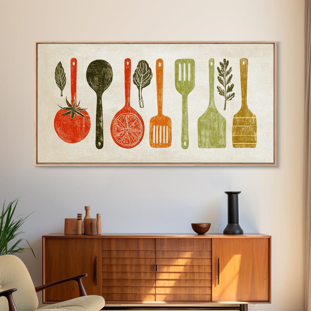 Kitchen Utensil Silhouettes Canvas Print, Kitchen Art, Art Deco, Kitchen Decor, Fine Art, Kitchen, Poster Art, Trendy Wall Art, KIT-2x1-89