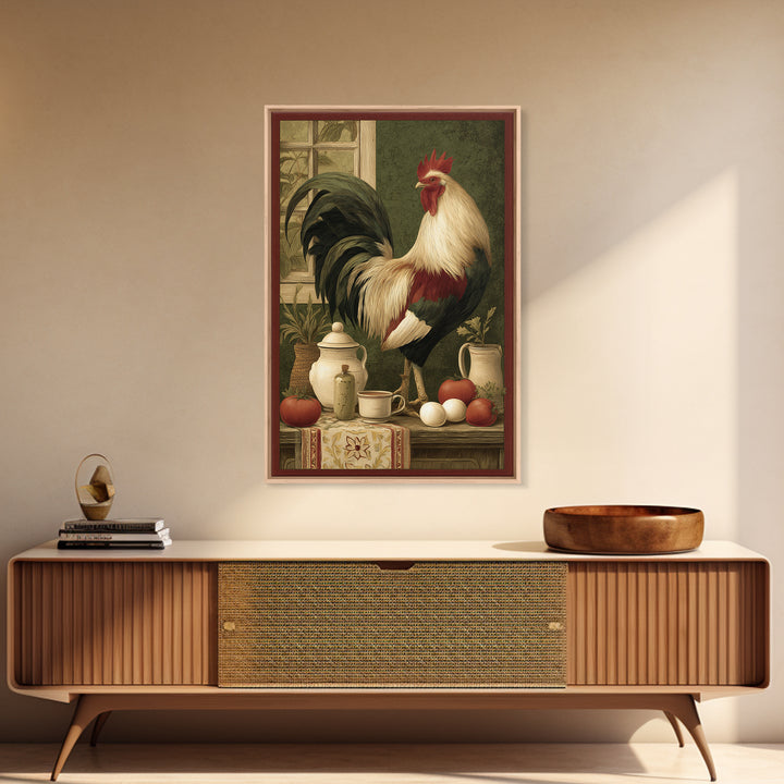 Rooster Portrait for Country Kitchen Charm Framed Canvas Print, Kitchen Art, Trendy Wall Art, Kitchen Decor, Fine Art, Kitchen, KIT-2x3-24