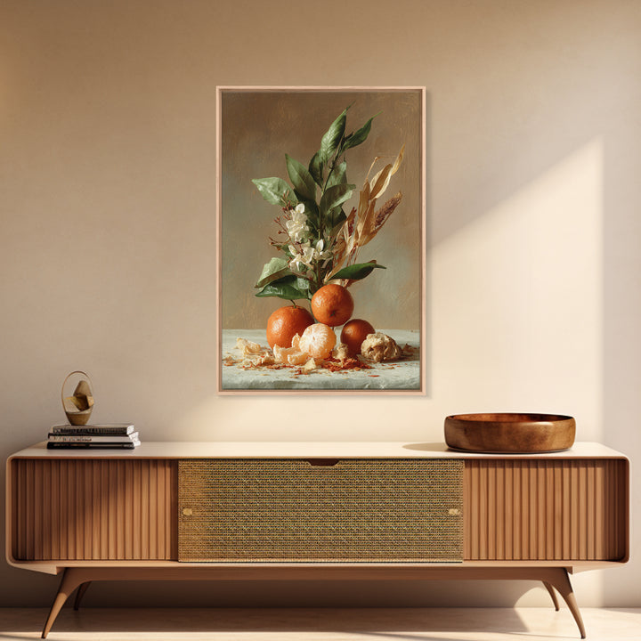 Orange Citrus Botanical Branch Framed Canvas Print, Kitchen Art, Contemporary Art, Kitchen Decor, Kitchen, Kitchen Wall Art, KIT-2x3-43