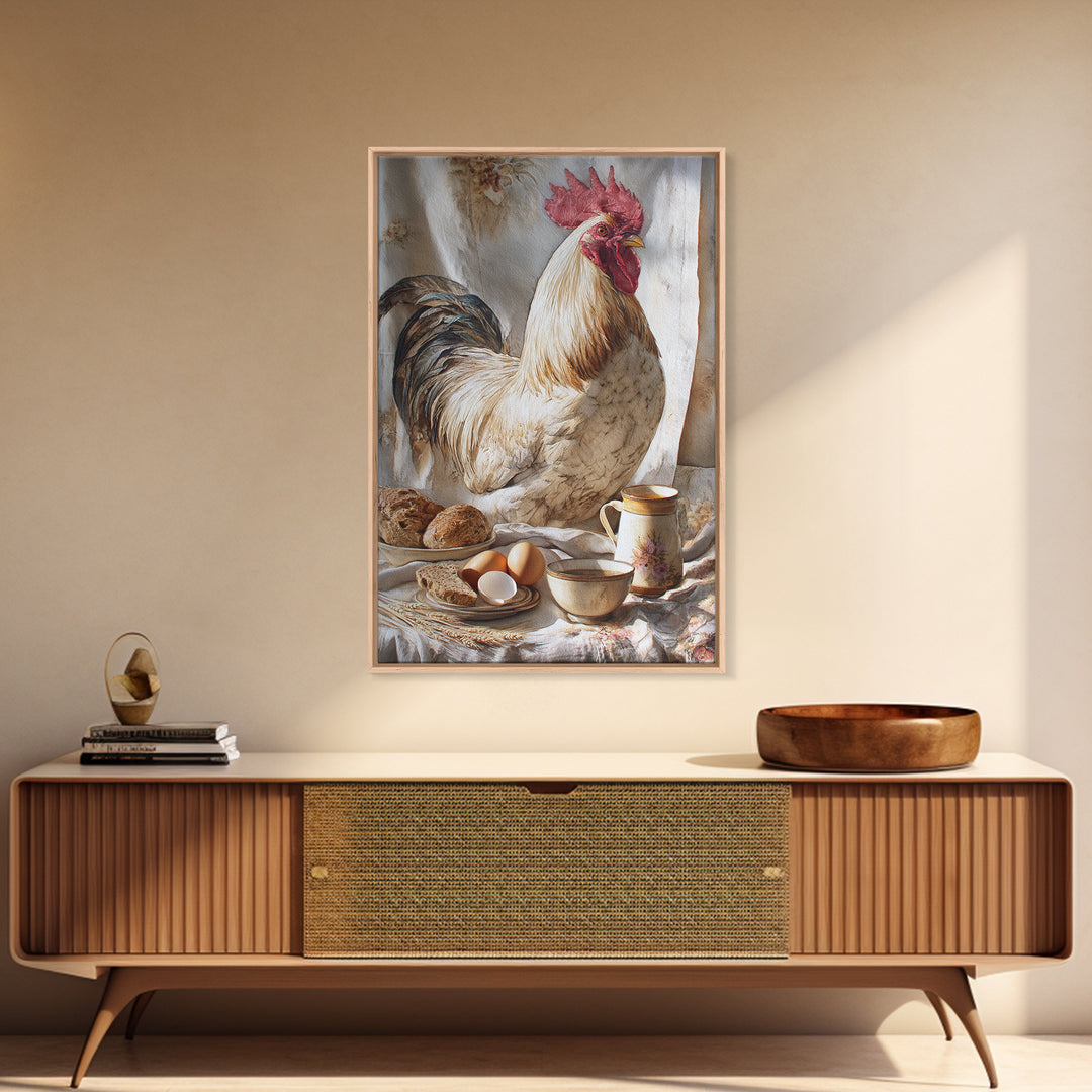 Rooster Portrait for Country Kitchen Charm Framed Canvas Print, Kitchen Art, Boho Decor, Kitchen Decor, Fine Art, Kitchen, KIT-2x3-48