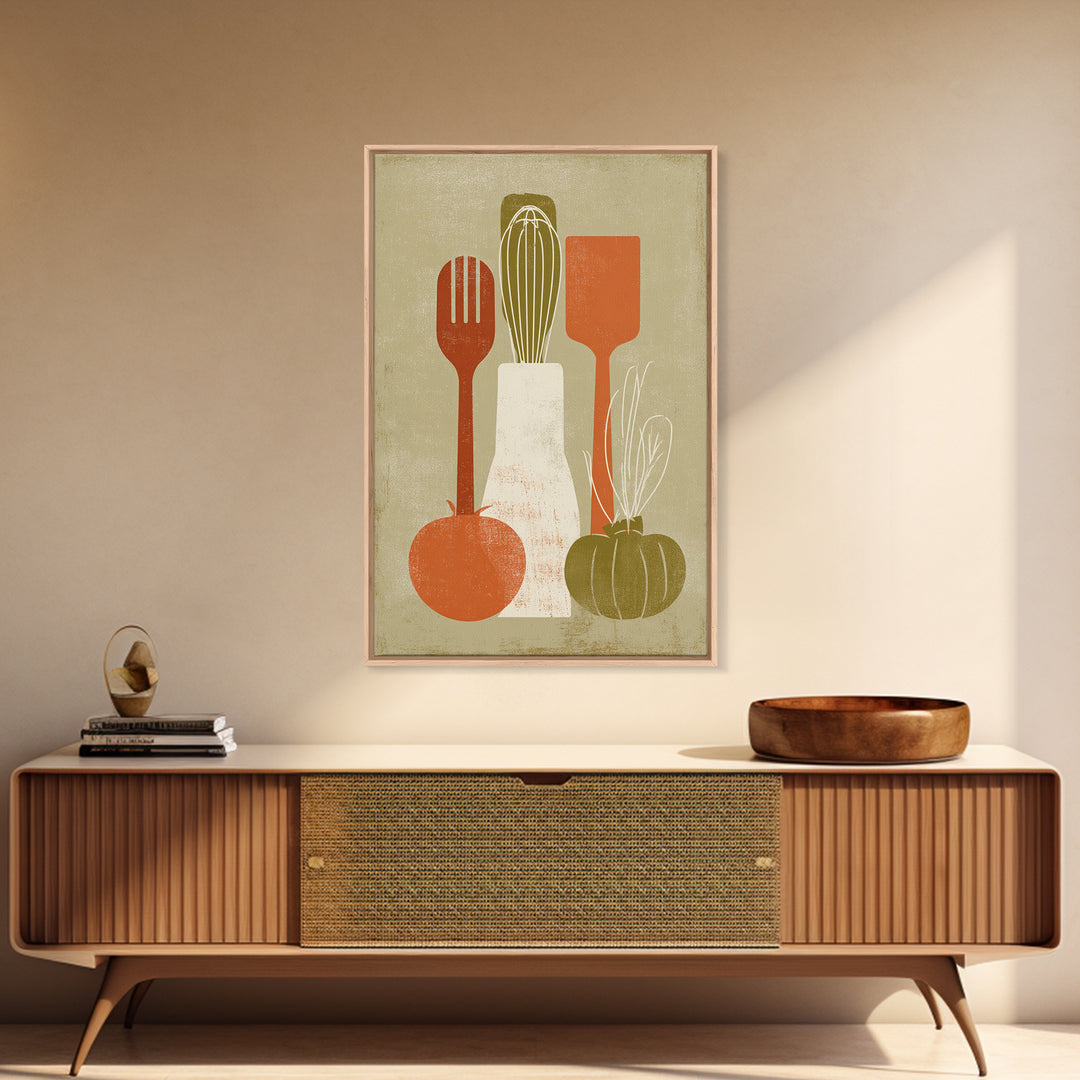 Kitchen Utensil Silhouettes Canvas Print, Kitchen Art, Home Decor, Kitchen Decor, Abstract Art, Kitchen, Digital Print, KIT-2x3-5