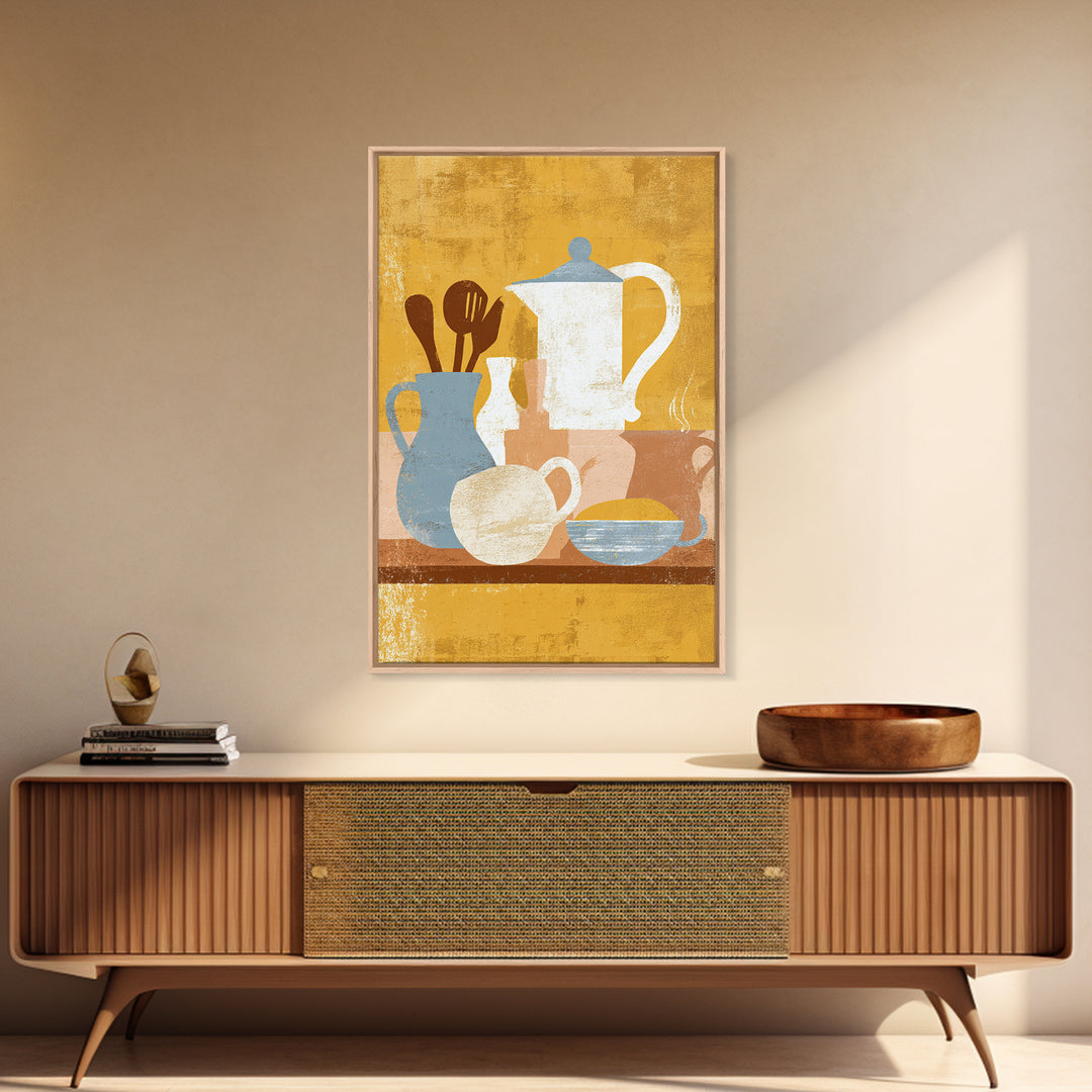 Kitchen Utensil Silhouettes Framed Canvas Print, Kitchen Art, Art Prints, Kitchen Decor, Abstract Art, Kitchen, Modern Art, KIT-2x3-53
