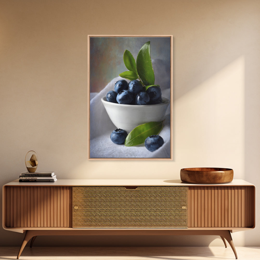 Blueberries in a White Bowl Canvas Print, Kitchen Art, Kitchen Wall Art, Kitchen Decor, Fine Art, Kitchen, Dining Room Wall Art, KIT-2x3-99